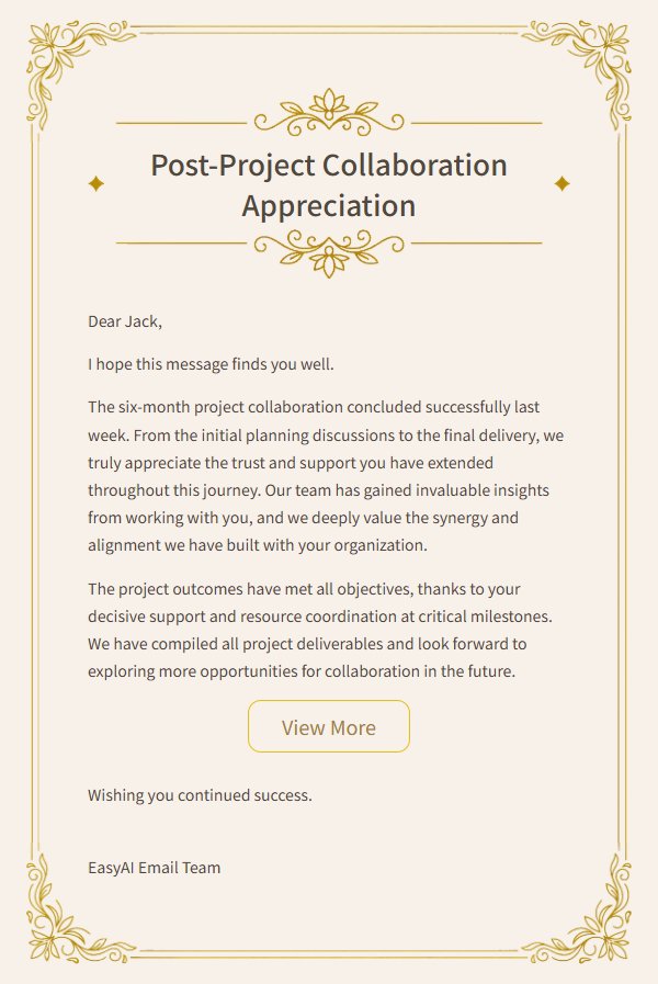 Gold Filigree Letterhead Business Thank-You Email