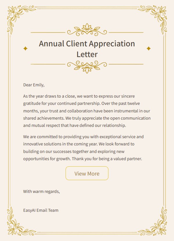 Gold Filigree Letterhead Business Thank-You Email 2