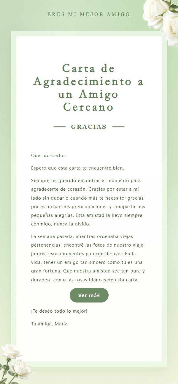 Carta de Agradecimiento con Rosas Blancas
