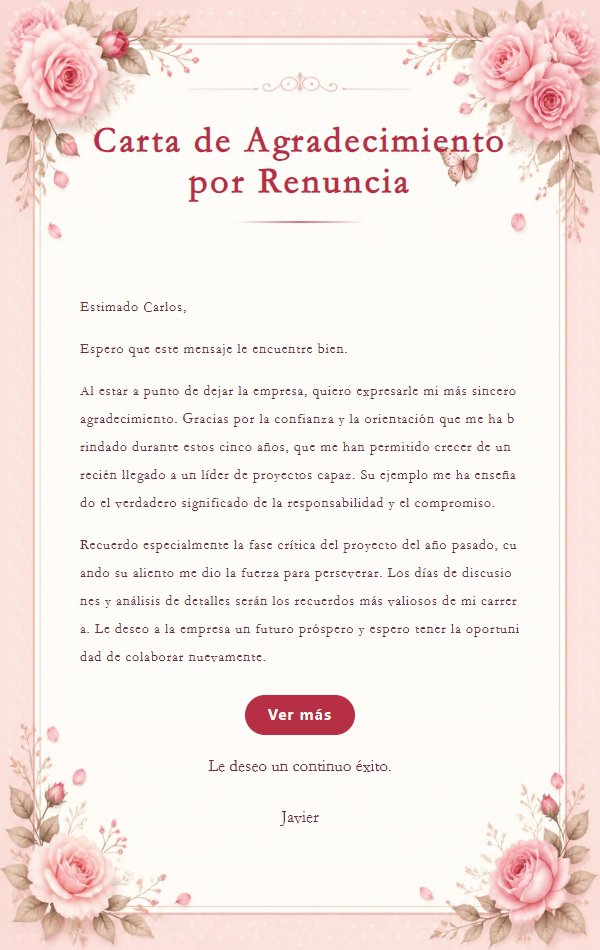 Carta de Despedida con Rosas Rosadas