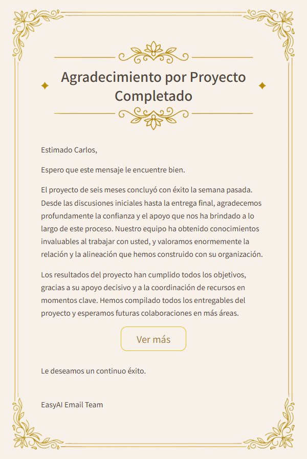 Carta de Agradecimiento Comercial con Filigrana Dorada