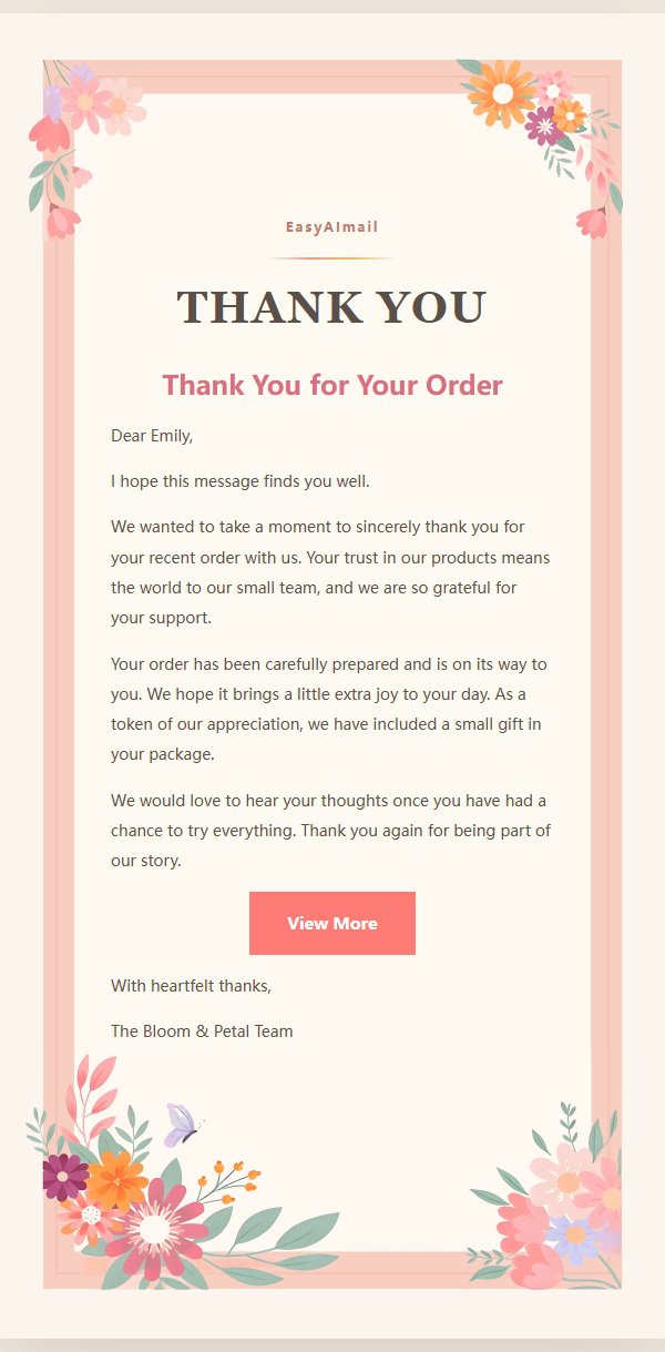 Peach Floral Frame Gentle Thank-You Email