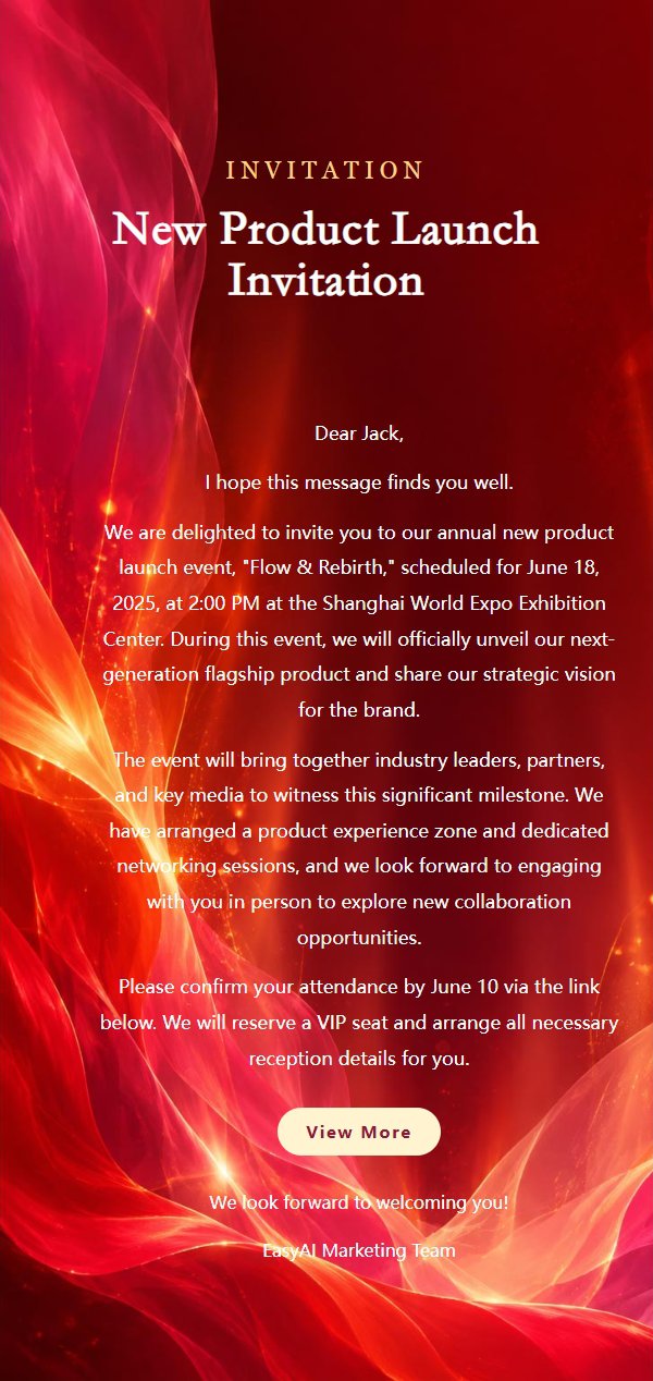 Red-Orange Flame New Product Launch Invitation