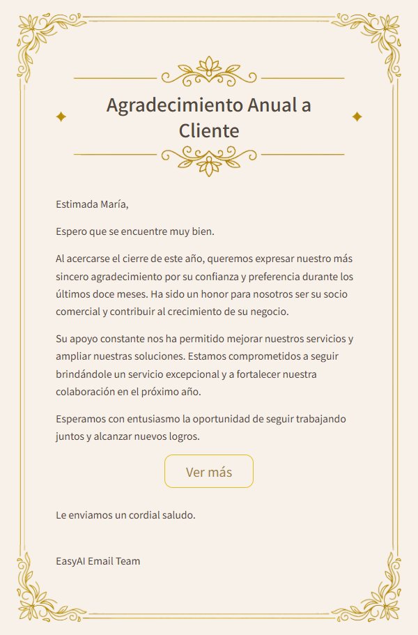 Carta de Agradecimiento Comercial con Filigrana Dorada 2