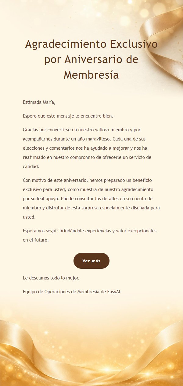 Carta de Agradecimiento Anual en Champán Dorado 2