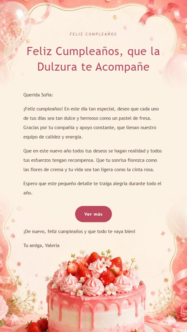Dulce Felicitación de Cumpleaños con Fresa
