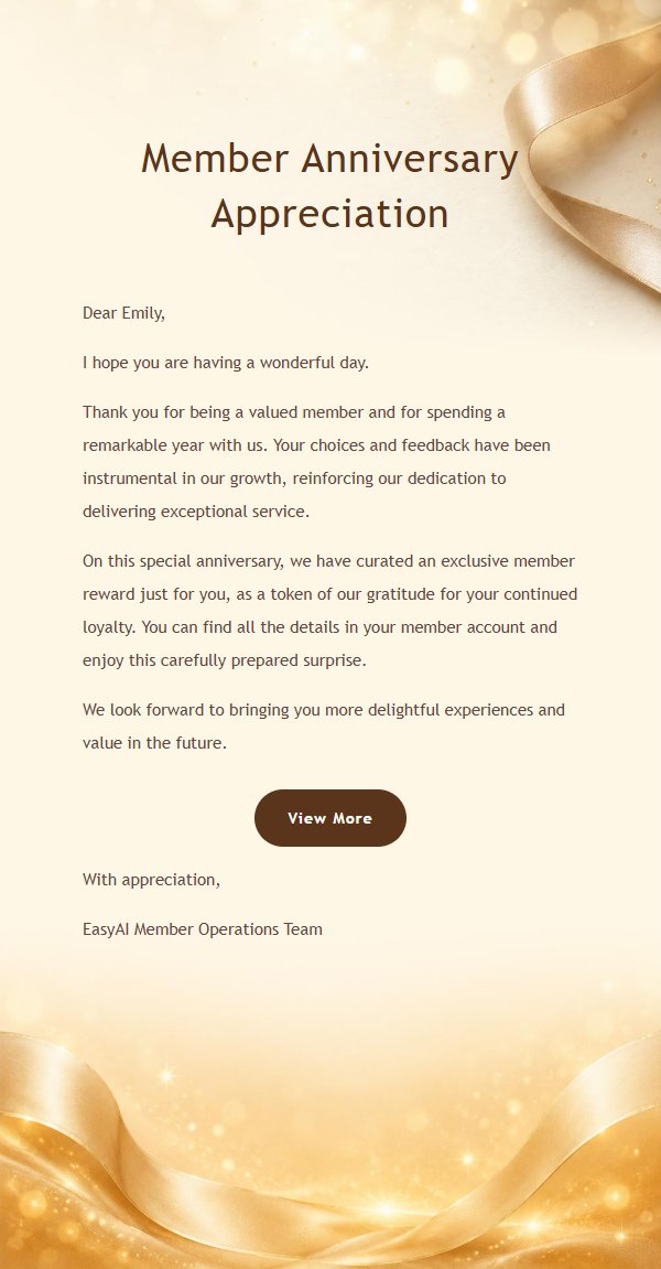 Champagne Gold Anniversary Thank-You Email 2