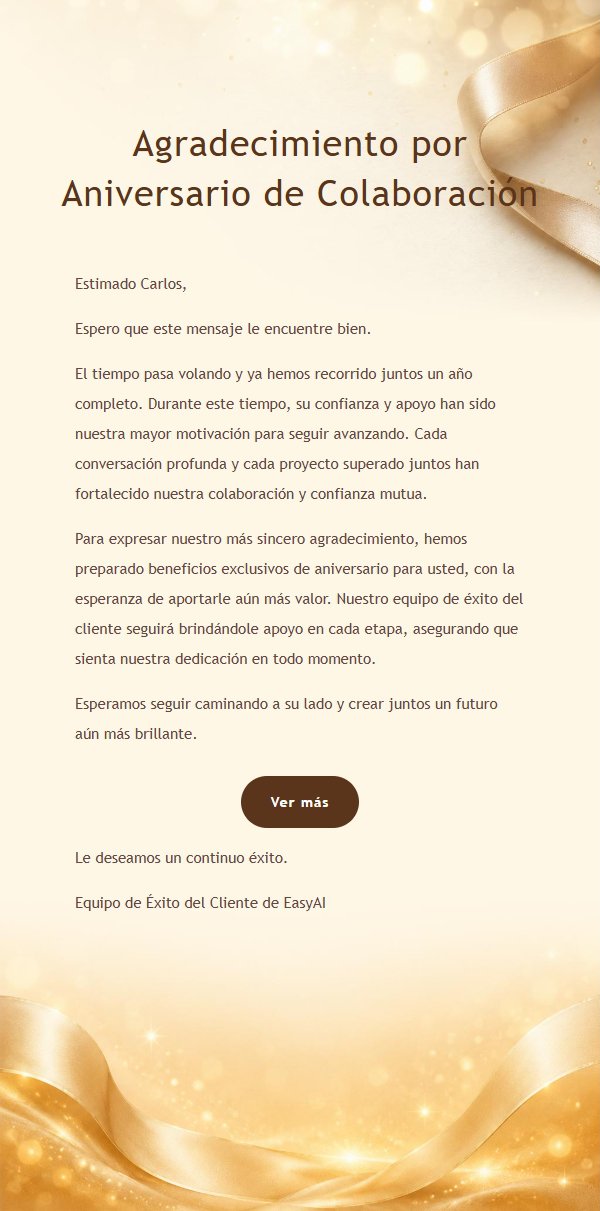 Carta de Agradecimiento Anual en Champán Dorado