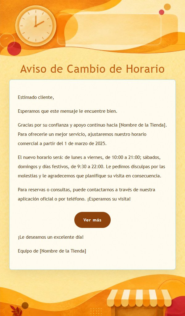 Aviso de Horario Comercial en Ámbar