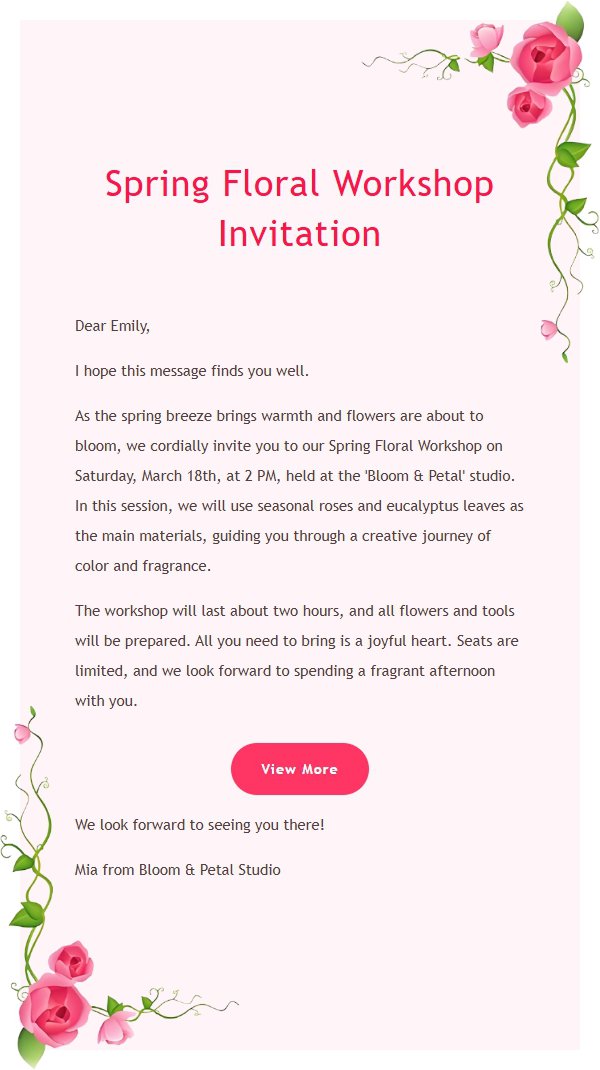 Floral Vine Letterhead Romantic Email Template