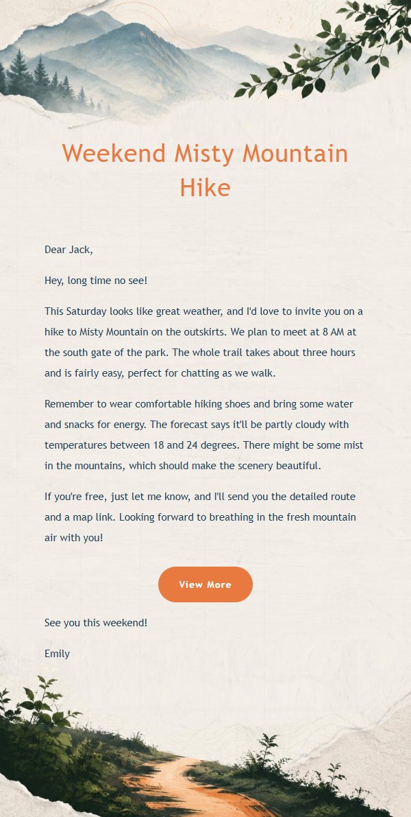 Misty Mountain Outdoor Invitation Email