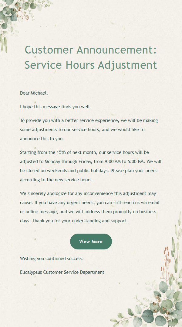 Eucalyptus Fresh General Notification Email 2