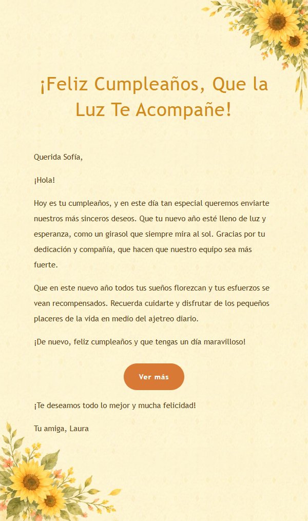 Girasol Radiante: Correo de Celebración Versátil