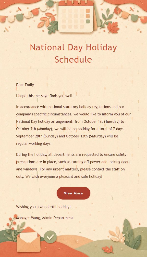 Coral Sunshine Holiday Notice