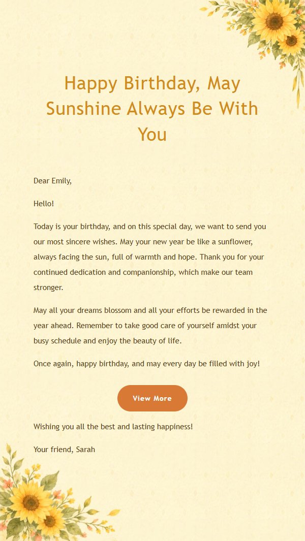Sunflower Radiance Celebration Email