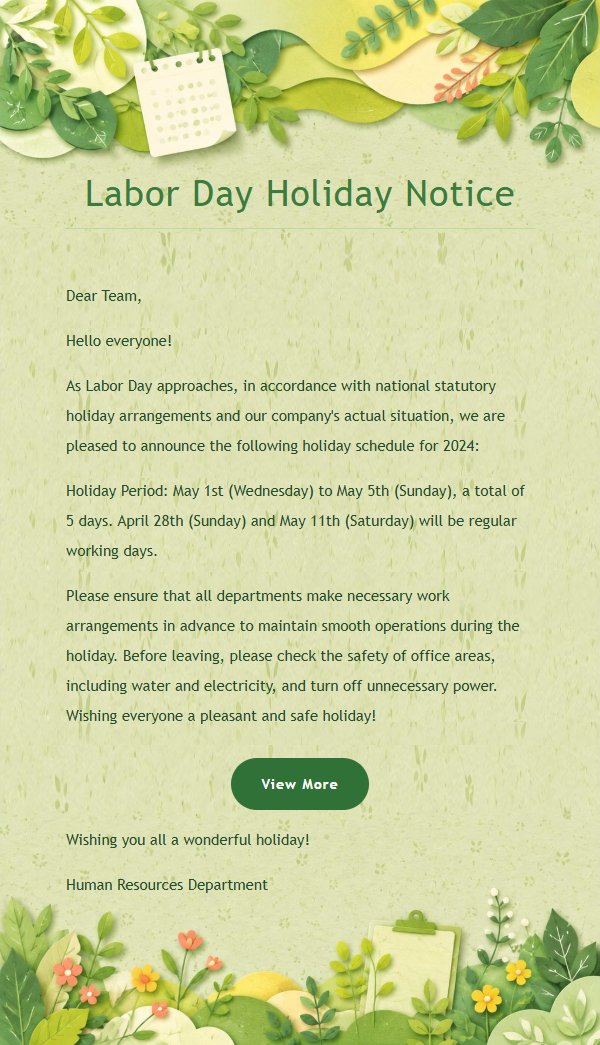 Green Paper Art Holiday Notice