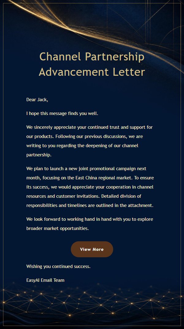 Deep Blue Gold Filigree Partnership Letter