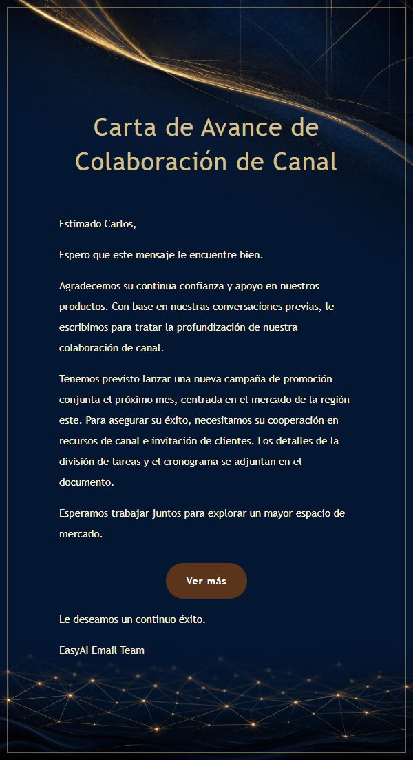 Carta de Colaboración Azul Marino y Dorado