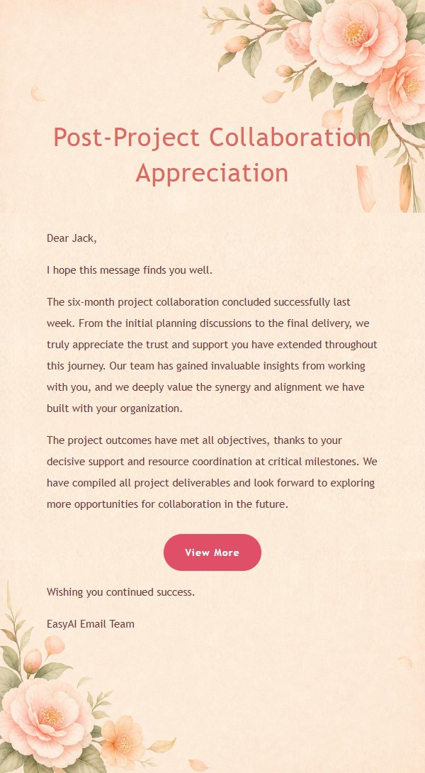 Peach Camellia Floral Thank-You Email