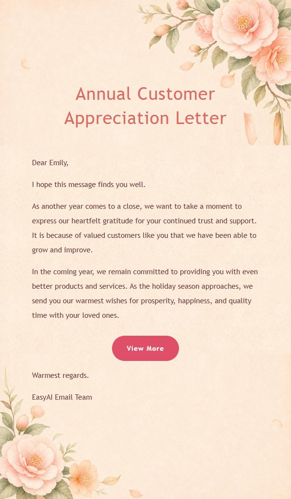 Peach Camellia Floral Thank-You Email 2
