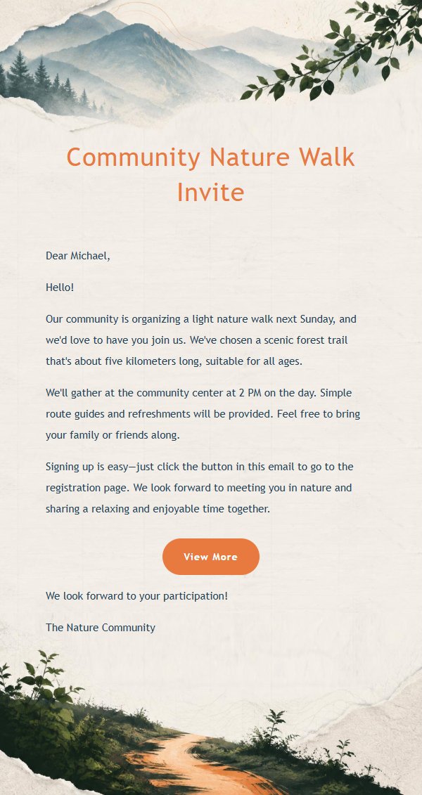 Misty Mountain Outdoor Invitation Email 2