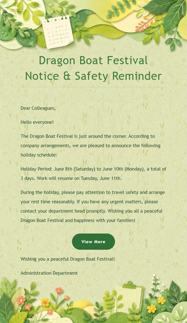 Green Paper Art Holiday Notice 2
