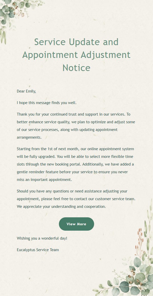 Eucalyptus Fresh General Notification Email