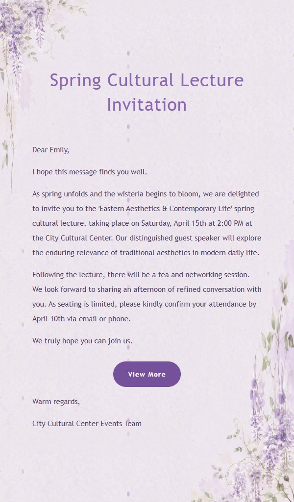 Wisteria Elegance Invitation Email
