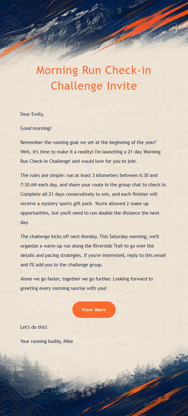 Orange Trail Race Invitation Email 2