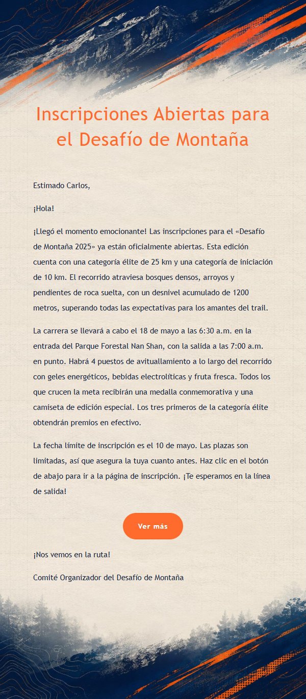 Invitación a Carrera de Trail Naranja