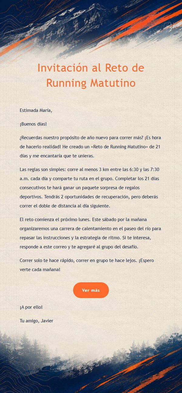 Invitación a Carrera de Trail Naranja 2