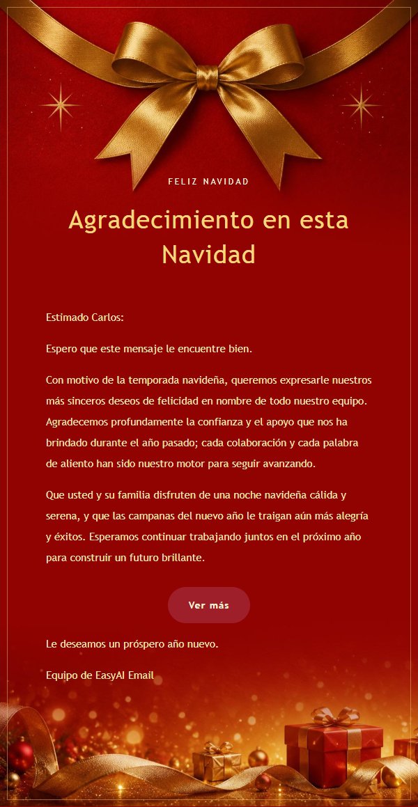 Tarjeta Navideña Clásica en Rojo y Dorado