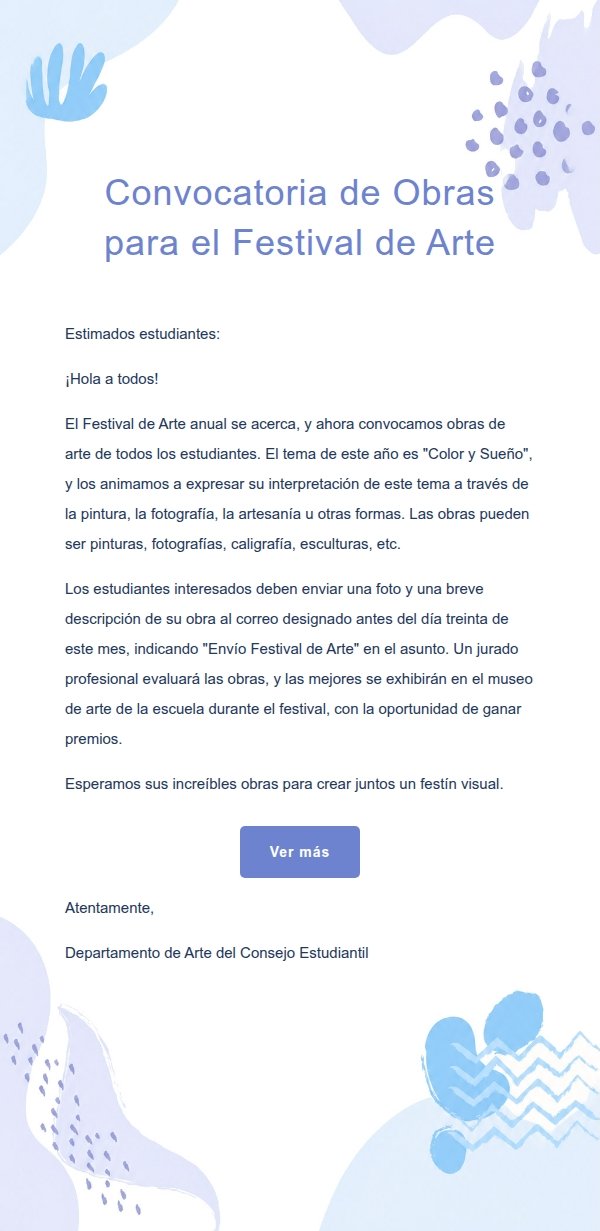 Aviso Escolar Acuarela Azul Hecha a Mano 2