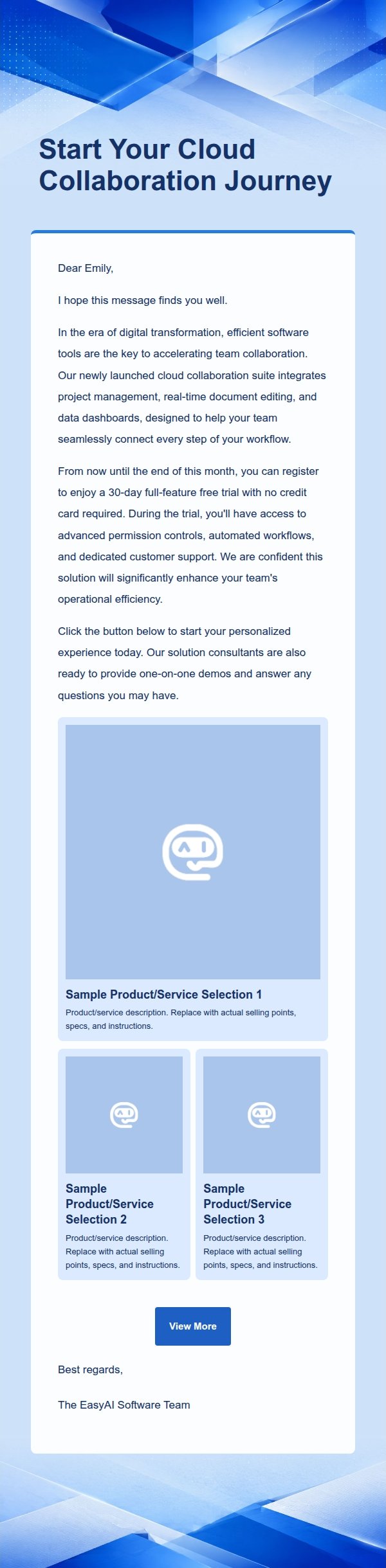 Cobalt Blue SaaS Promotion Email