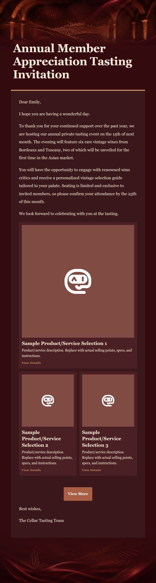 Burgundy Copper Wine Collection Marketing Email 2