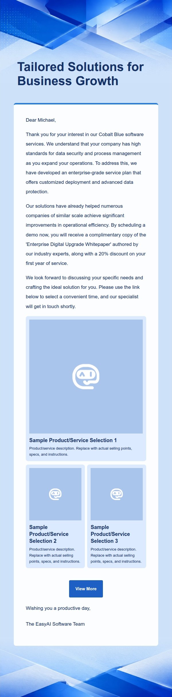 Cobalt Blue SaaS Promotion Email 2
