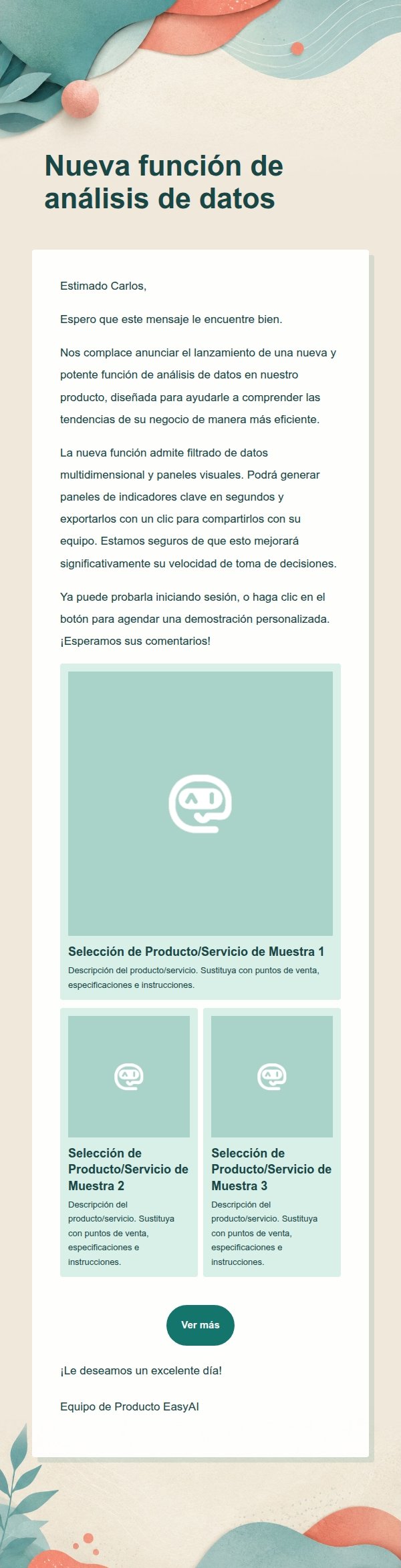 Correo Promocional Verde Coral para SaaS