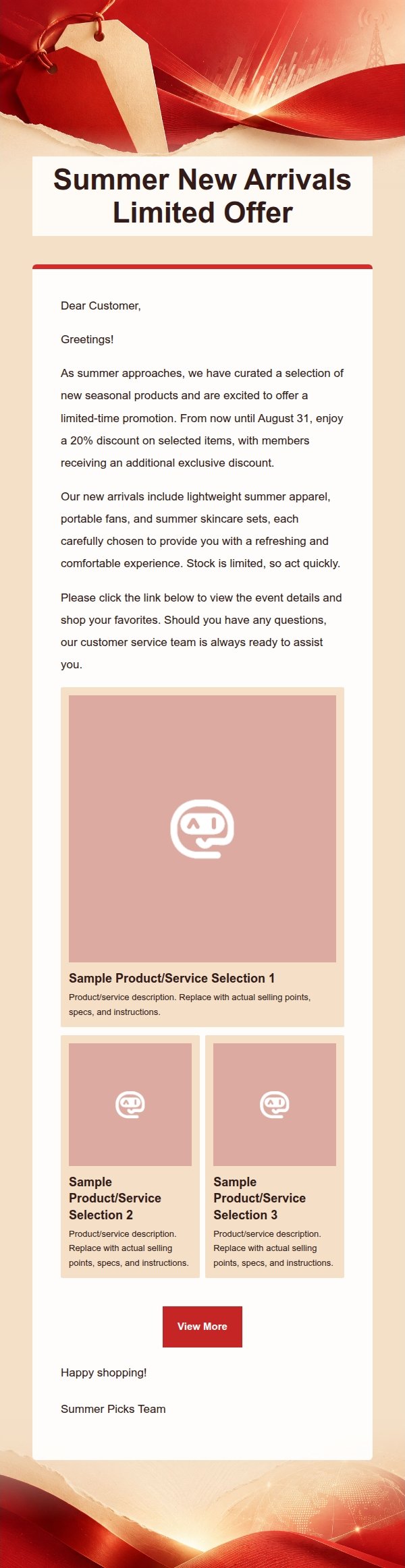 Red Cream Promotional Email Template