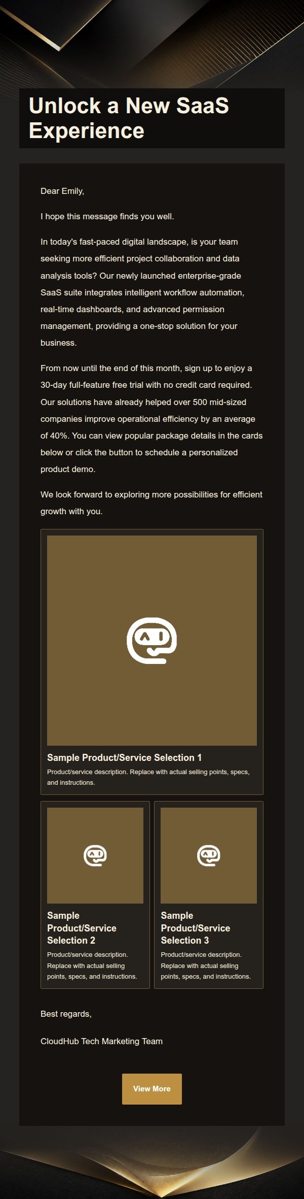 Black & Gold Premium Software Marketing Email