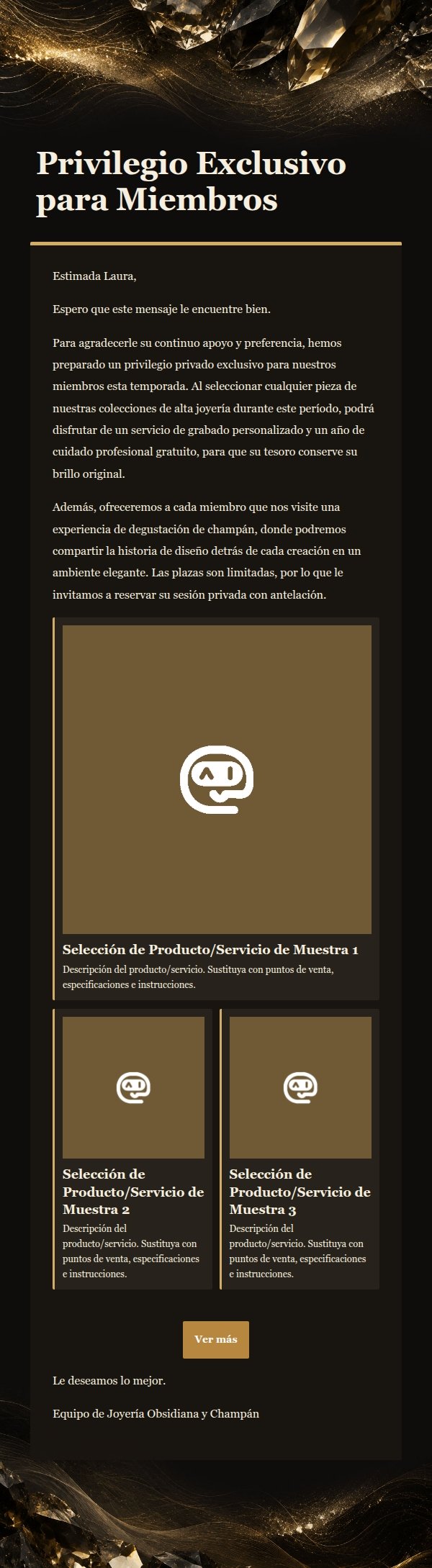 Campaña de Joyería de Lujo Obsidiana y Champán 2
