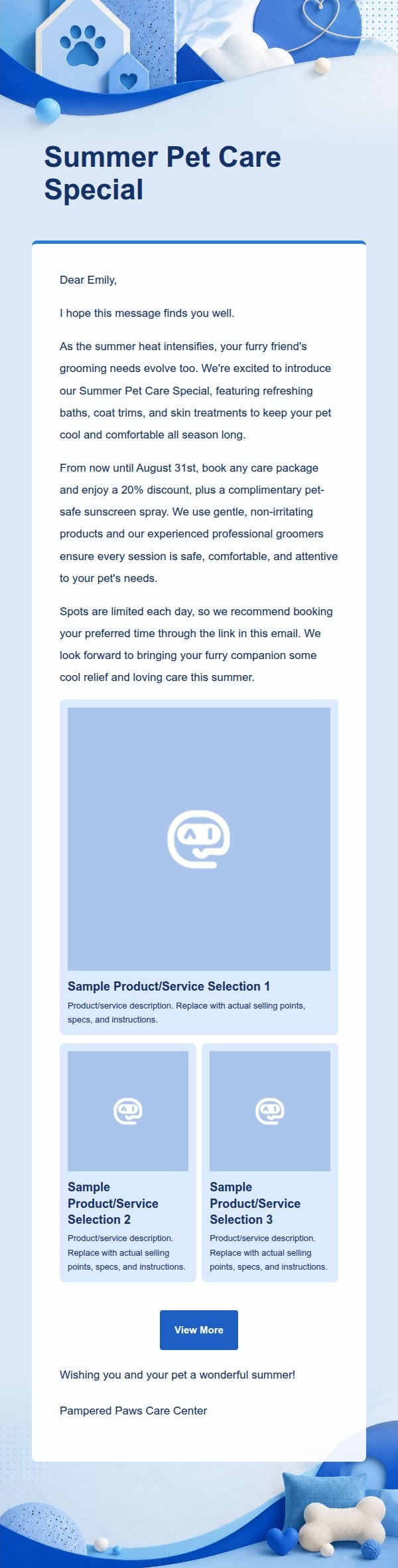 Cobalt Modern Pet Marketing Email