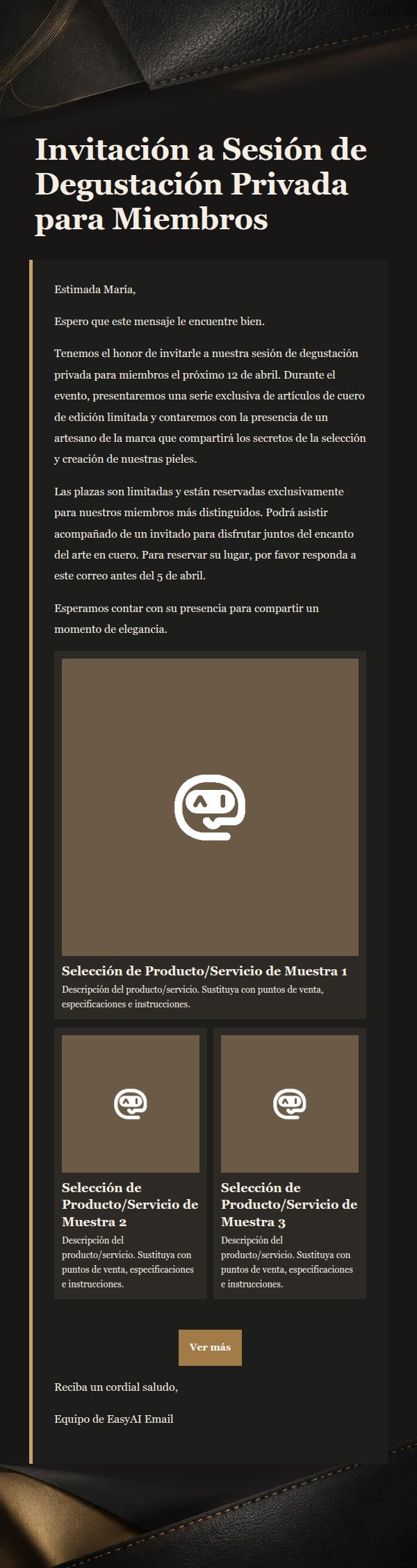 Correo de Marketing de Marroquinería de Lujo en Arena y Negro 2
