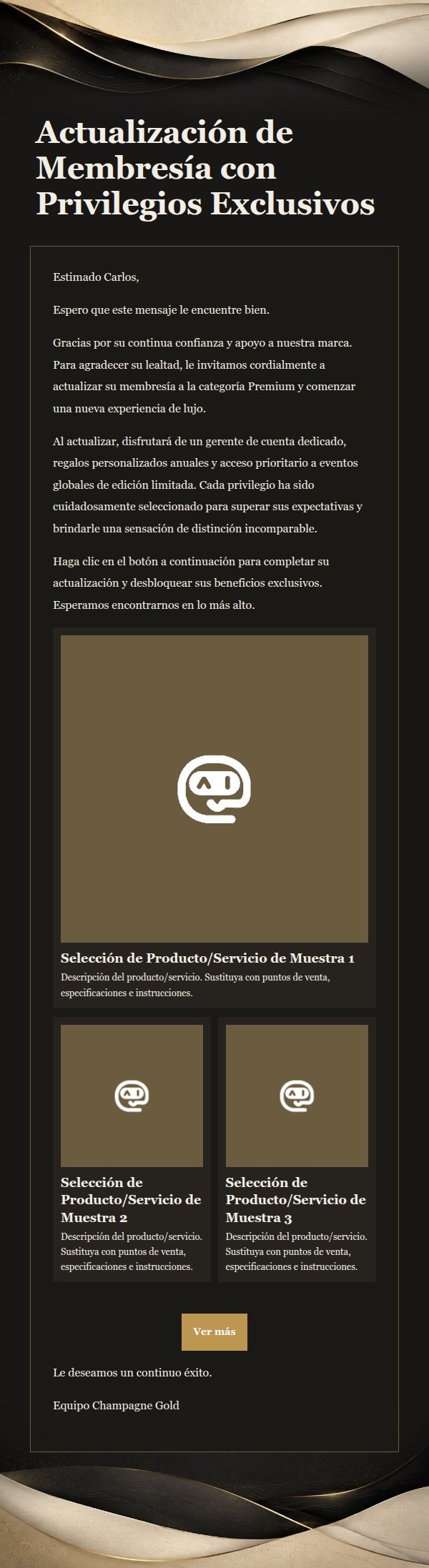 Invitación Exclusiva Champagne Gold para Miembros Premium