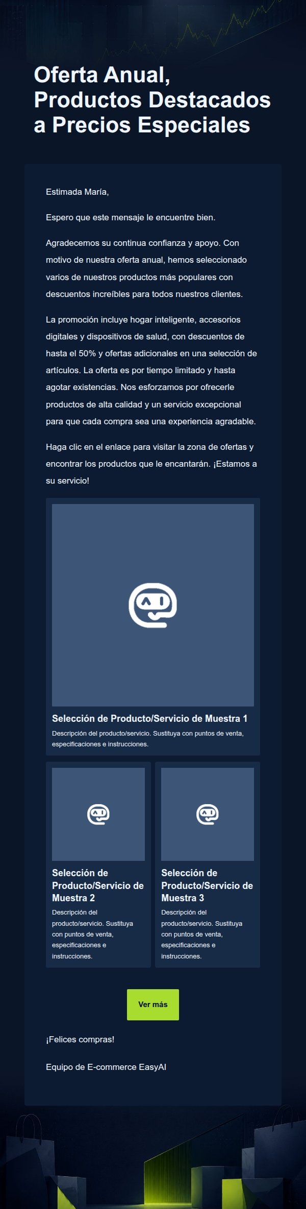 Correo de Marketing E-commerce Azul Marino y Lima 2