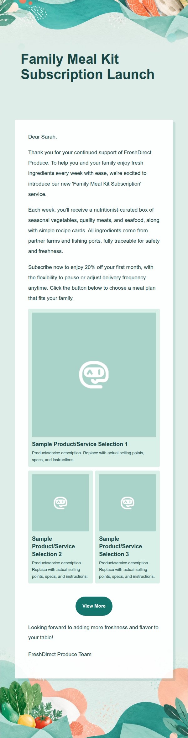Fresh Green Food & Produce Marketing Email 2