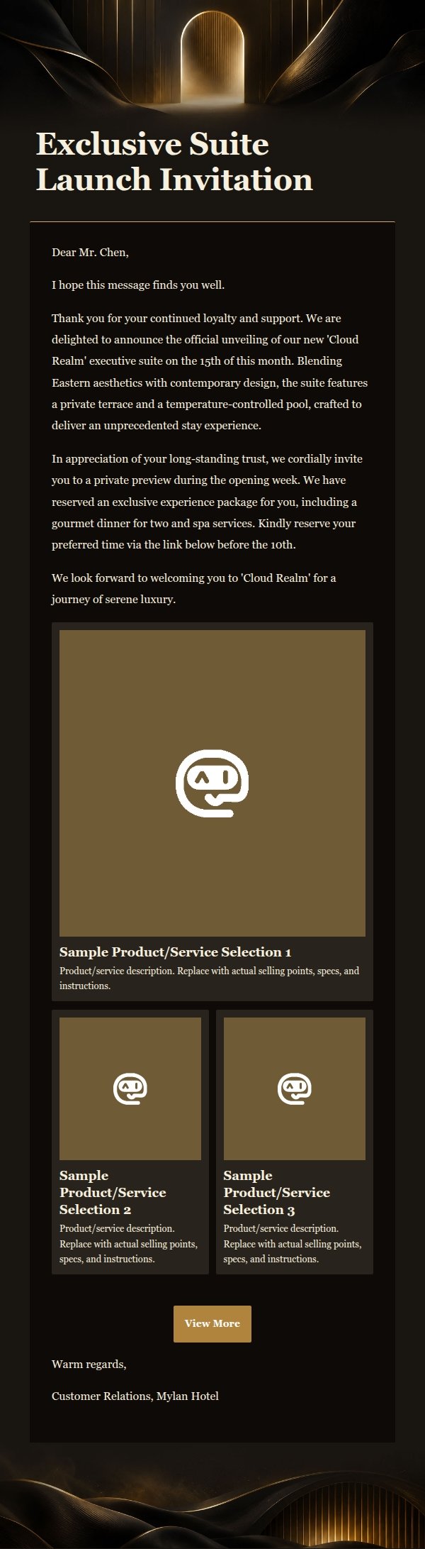 Midnight Gold Luxury Hotel Invitation