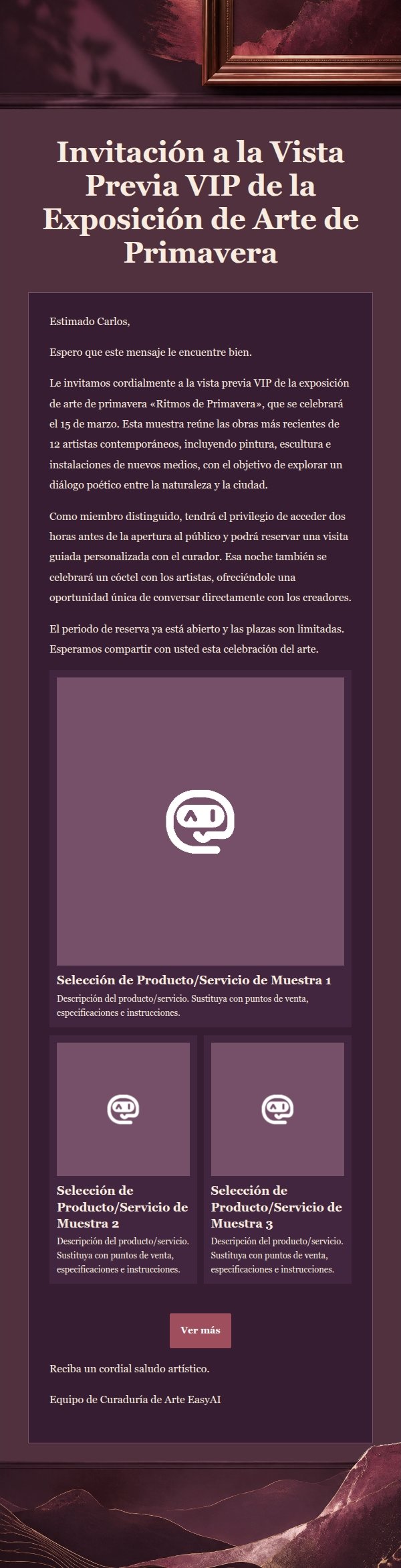 Invitación Exclusiva de Arte en Ciruela Profunda