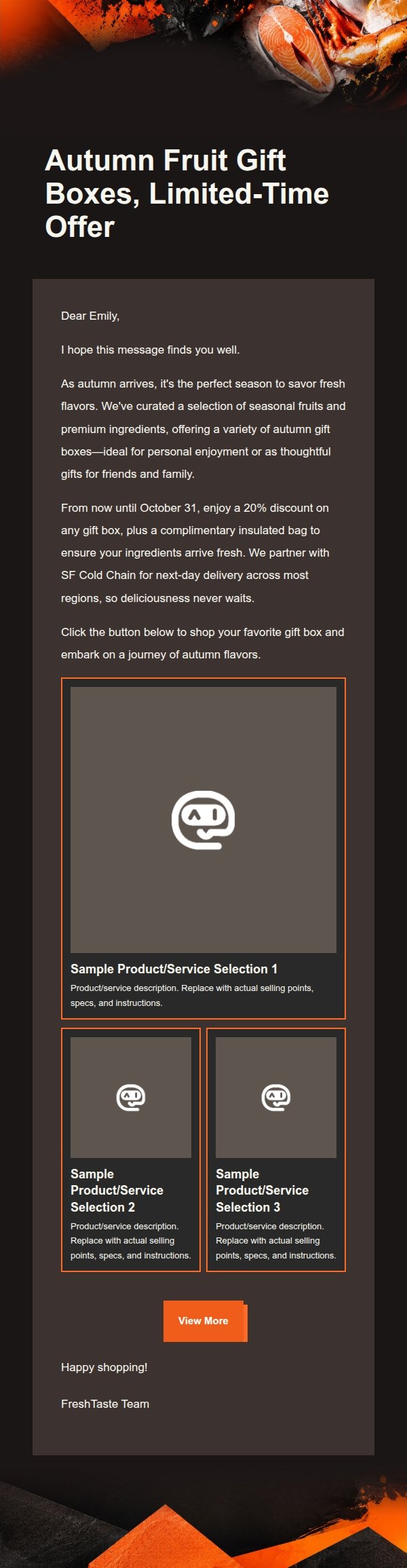 Orange-Black Food Marketing Email