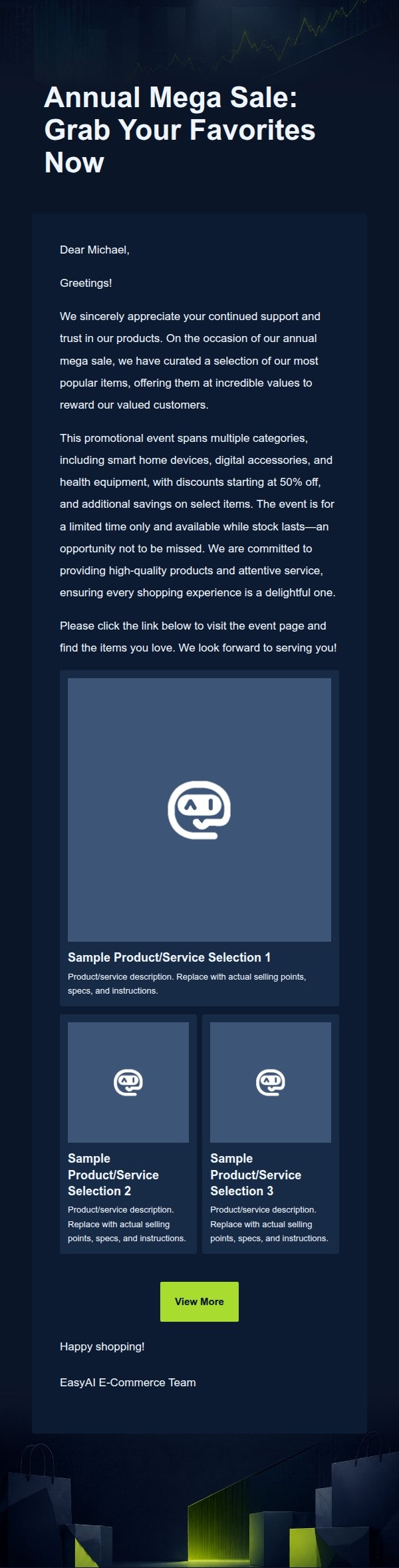 Deep Navy & Lime Signal E-Commerce Marketing Email 2