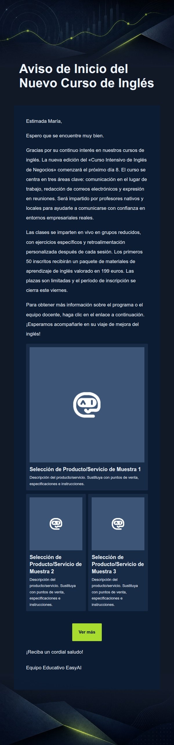 Correo de Marketing Educativo Azul Marino y Lima 2